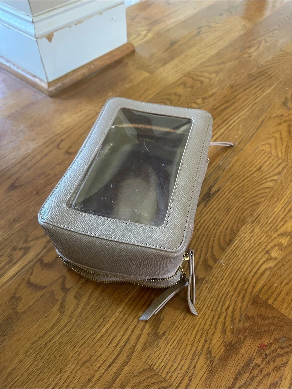 Women’s Clear Panel Cosmetic Pouch in Taupe